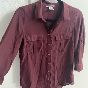 H&M Maroon Button Up Blouse